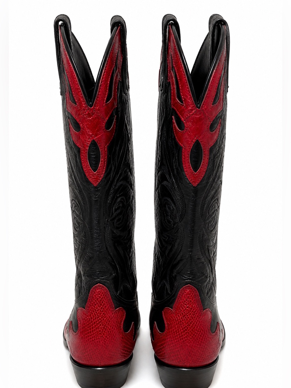 Vintage Tony Lama Black & Red Teju Lizard Firewalker Western Boots, Size 7M - Picture 6 of 9